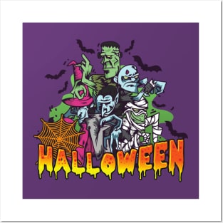 Happy Halloween Zombie Vampire and Monsters Posters and Art